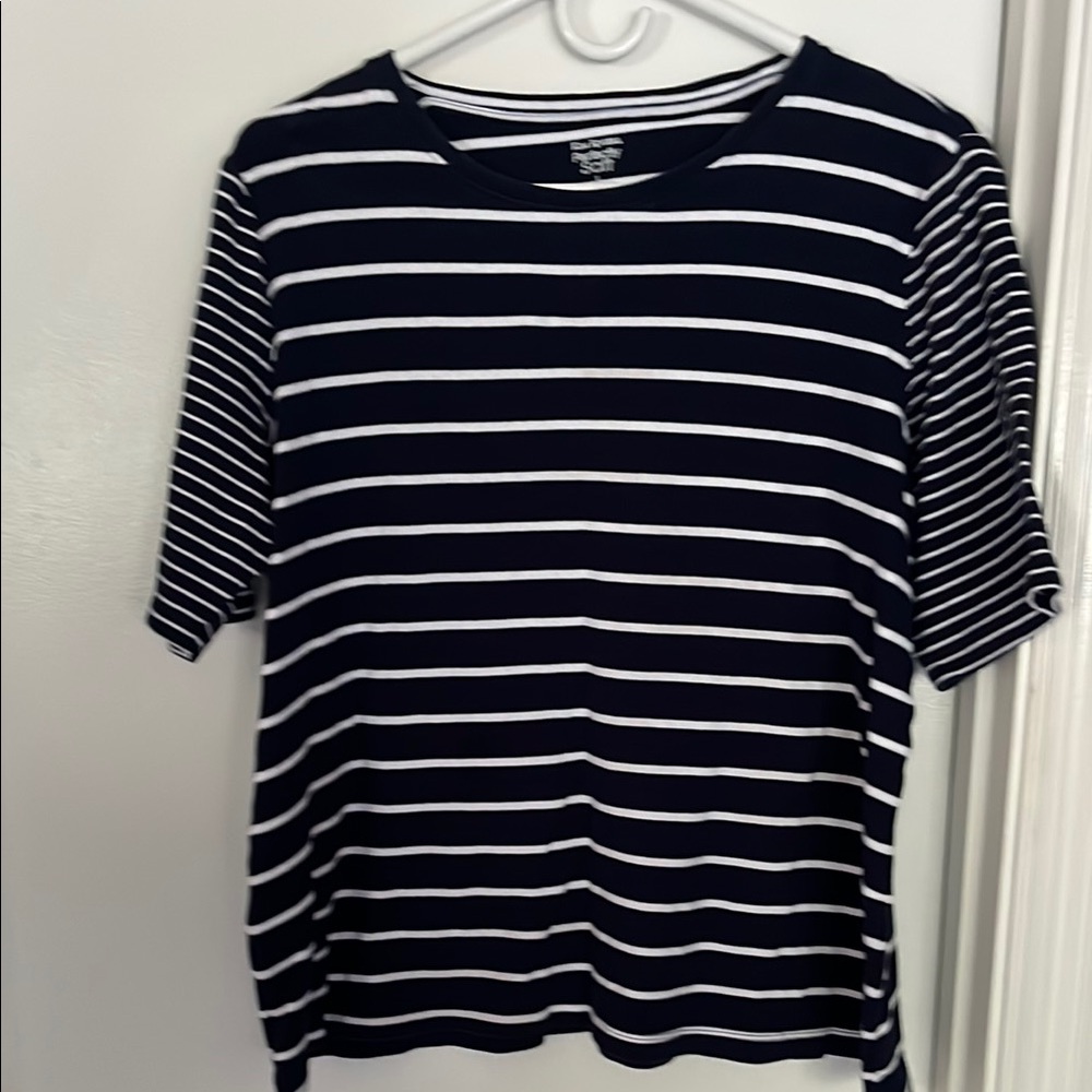 Women's Navy and White Striped Top